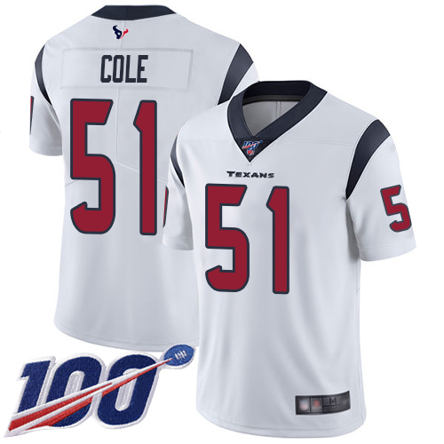 Houston Texans Limited White Men Dylan Cole Road Jersey NFL Football 51 100th Season Vapor Untouchable